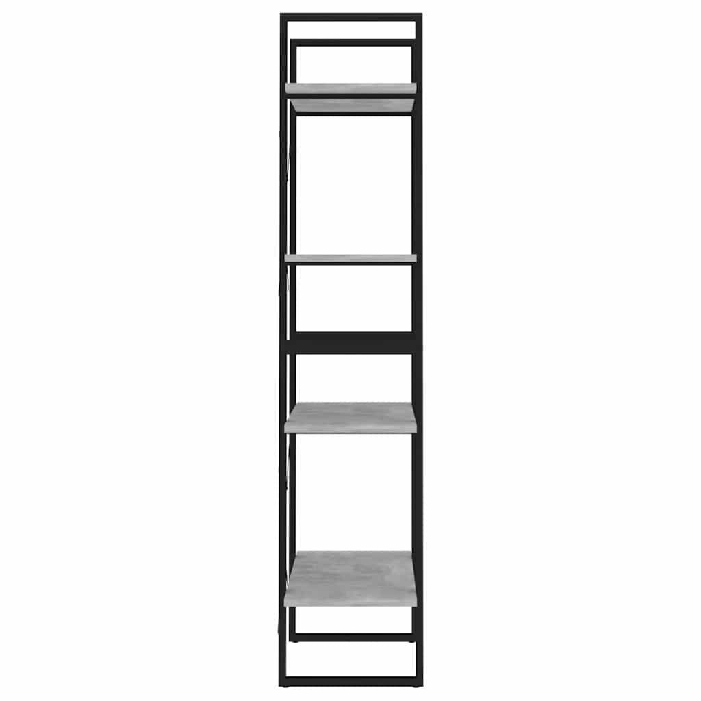 Βιβλιοθήκη με 4 Ράφια Γκρι Σκυροδέματος 60x30x140εκ Μοριοσανίδα