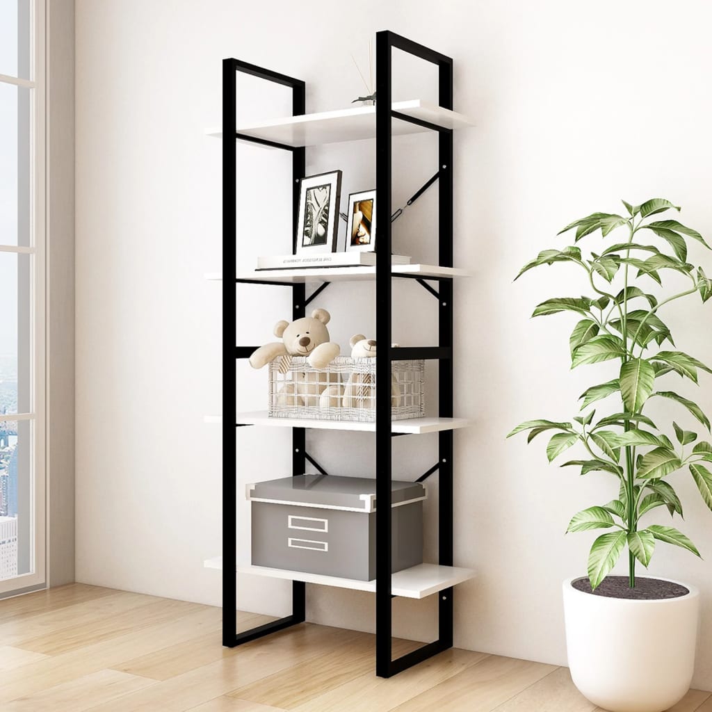 Βιβλιοθήκη με 4 Ράφια Λευκή 60x30x140 εκ. από Μασίφ Ξύλο Πεύκου - Pakobazaar