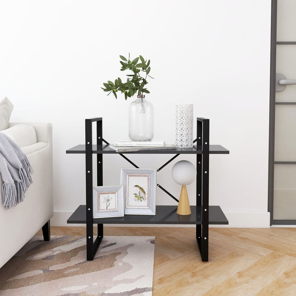 Βιβλιοθήκη με 2 Ράφια Γκρι 80 x 30 x 70 εκ. από Επεξ. Ξύλο