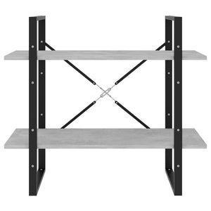 Βιβλιοθήκη με 2 Ράφια Γκρι Σκυρ. 80 x 30 x 70 εκ. Επεξ. Ξύλο