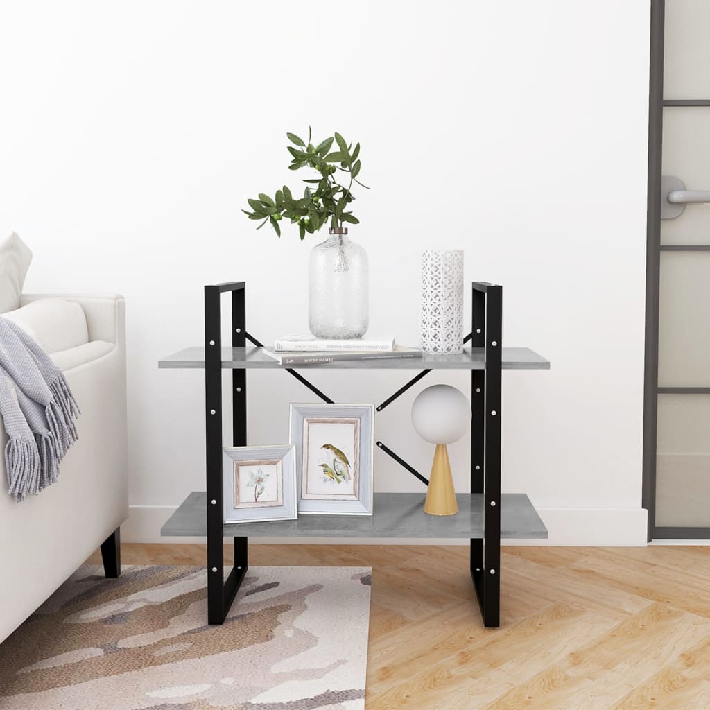 Βιβλιοθήκη με 2 Ράφια Γκρι Σκυρ. 80 x 30 x 70 εκ. Επεξ. Ξύλο