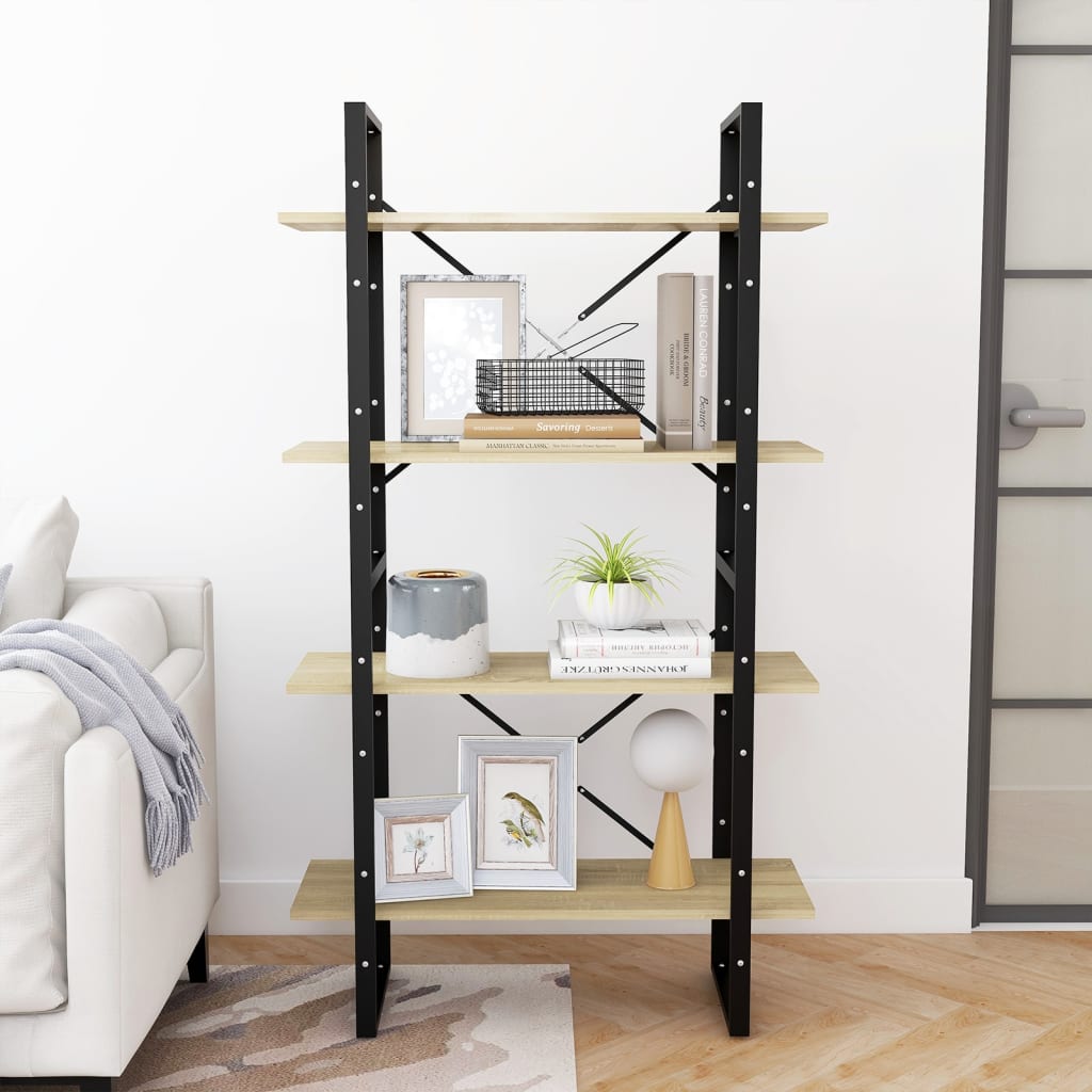 Βιβλιοθήκη με 4 Ράφια Sonoma Δρυς 80x30x140 εκ. από Επεξ. Ξύλο