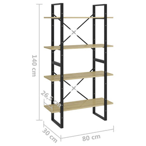 Βιβλιοθήκη με 4 Ράφια Sonoma Δρυς 80x30x140 εκ. από Επεξ. Ξύλο