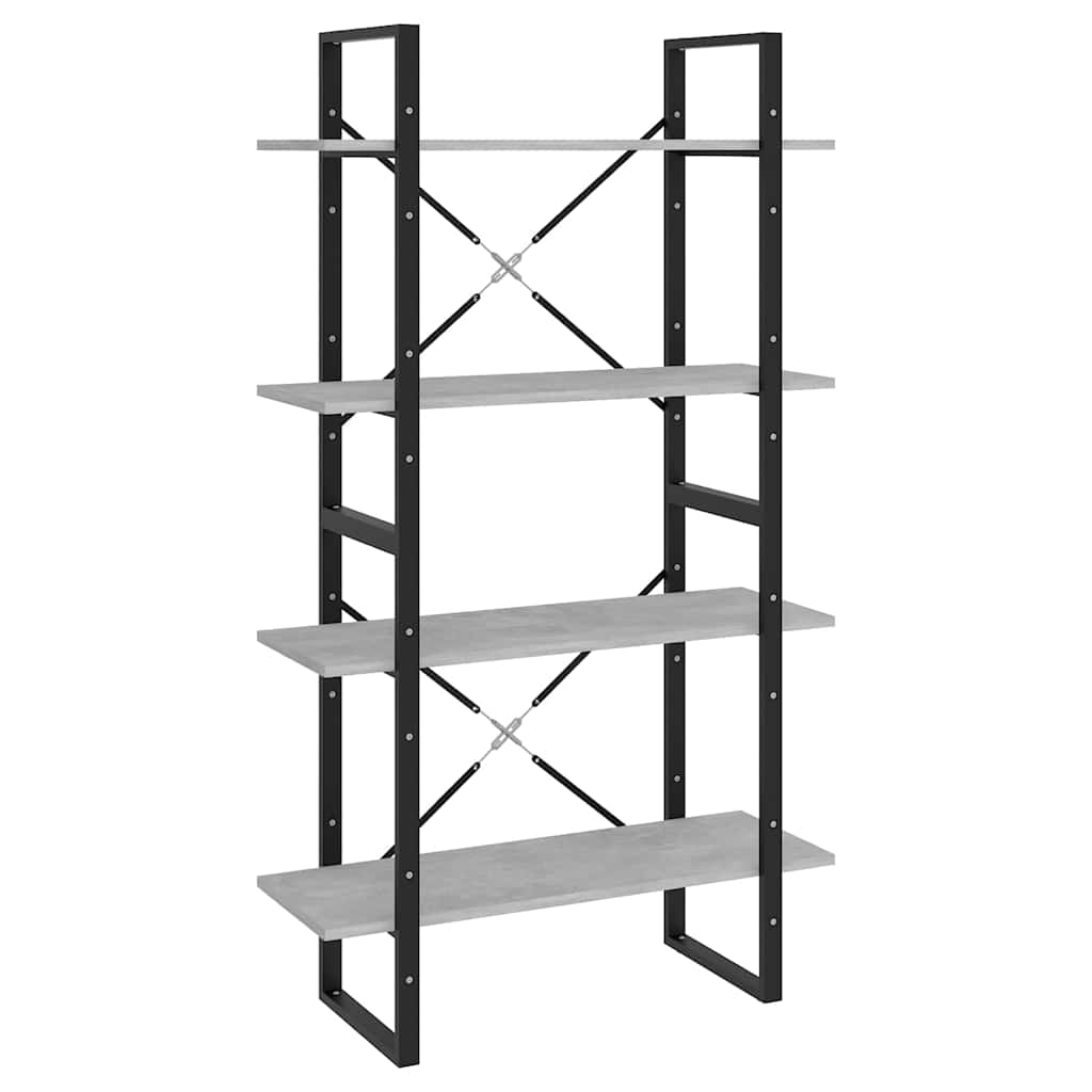Βιβλιοθήκη με 4 Ράφια Γκρι Σκυρ. 80x30x140 εκ. από Επεξ. Ξύλο - Pakobazaar
