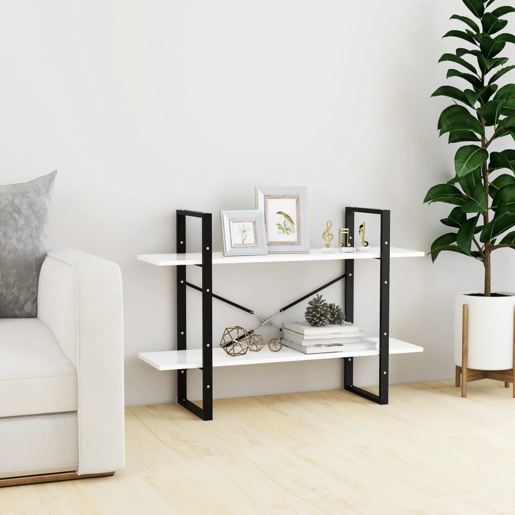 Βιβλιοθήκη με 2 Ράφια Λευκή 100 x 30 x 70 εκ. από Επεξ. Ξύλο