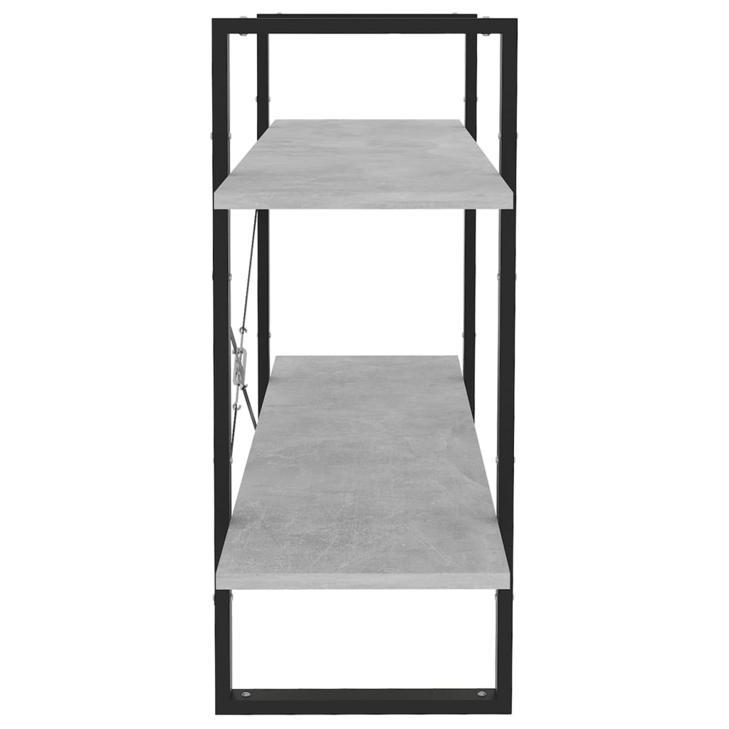 Βιβλιοθήκη με 2 Ράφια Γκρι Σκυροδέματος 100x30x70εκ Επεξ. Ξύλο