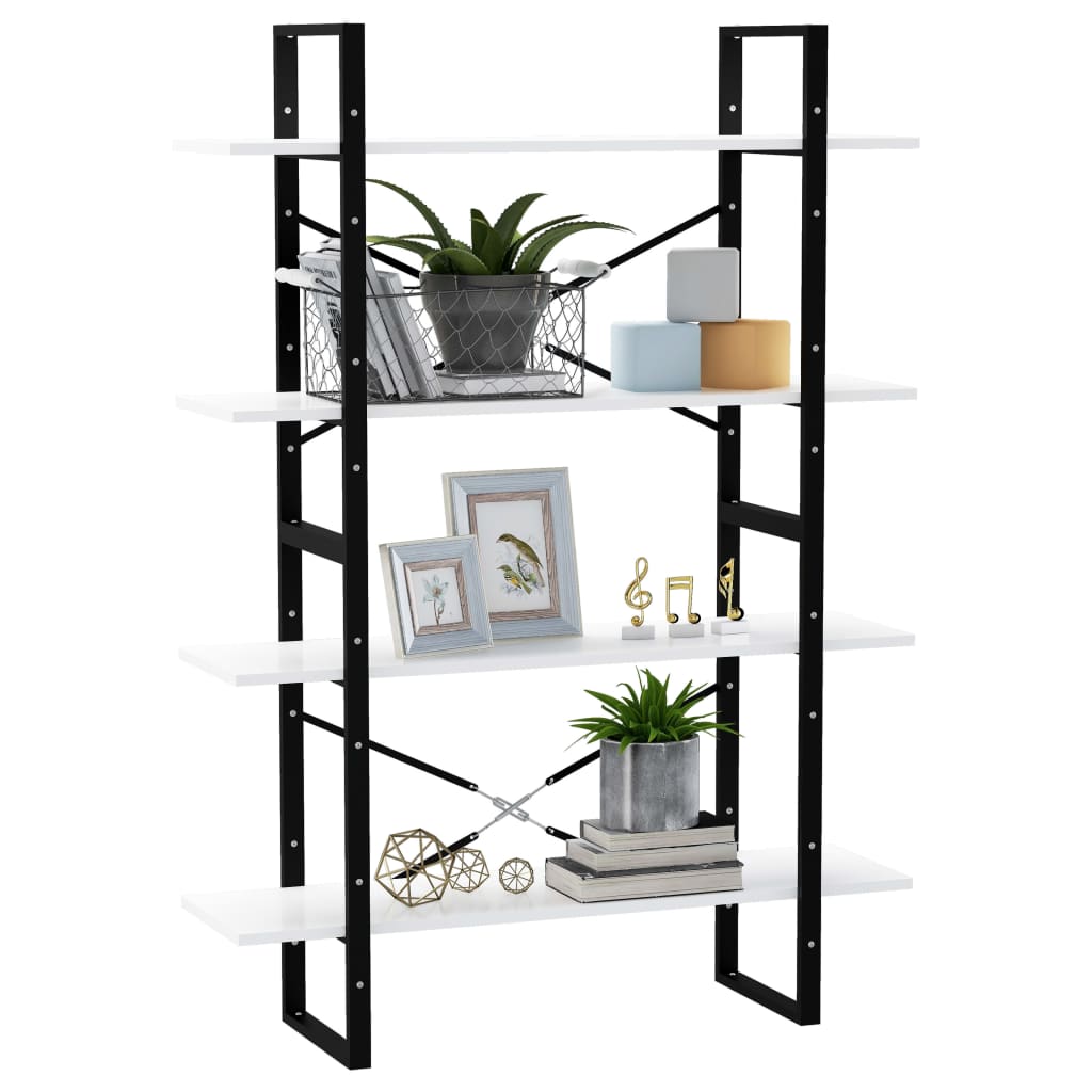 Βιβλιοθήκη με 4 Ράφια Λευκή 100 x 30 x 140 εκ. από Επεξ. Ξύλο