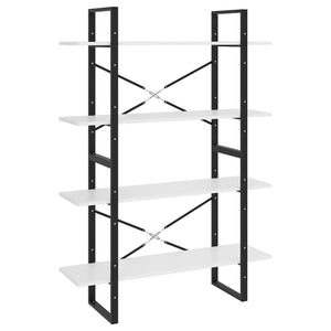 Βιβλιοθήκη με 4 Ράφια Λευκή 100 x 30 x 140 εκ. από Επεξ. Ξύλο