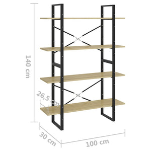 Βιβλιοθήκη με 4 Ράφια Sonoma Δρυς 100x30x140 εκ από Επεξ. Ξύλο