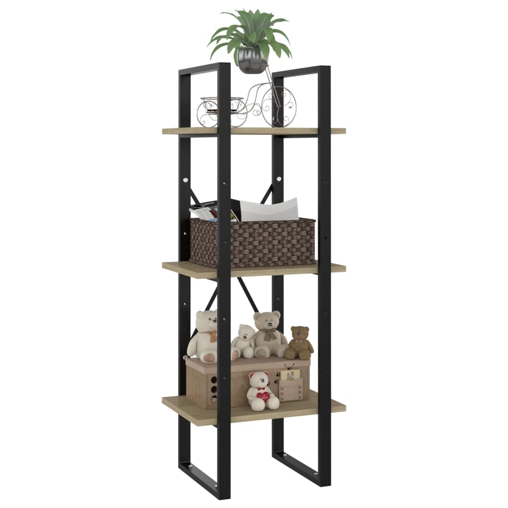 Βιβλιοθήκη με 3 Ράφια Sonoma Δρυς 40x30x105 εκ. από Επεξ. Ξύλο