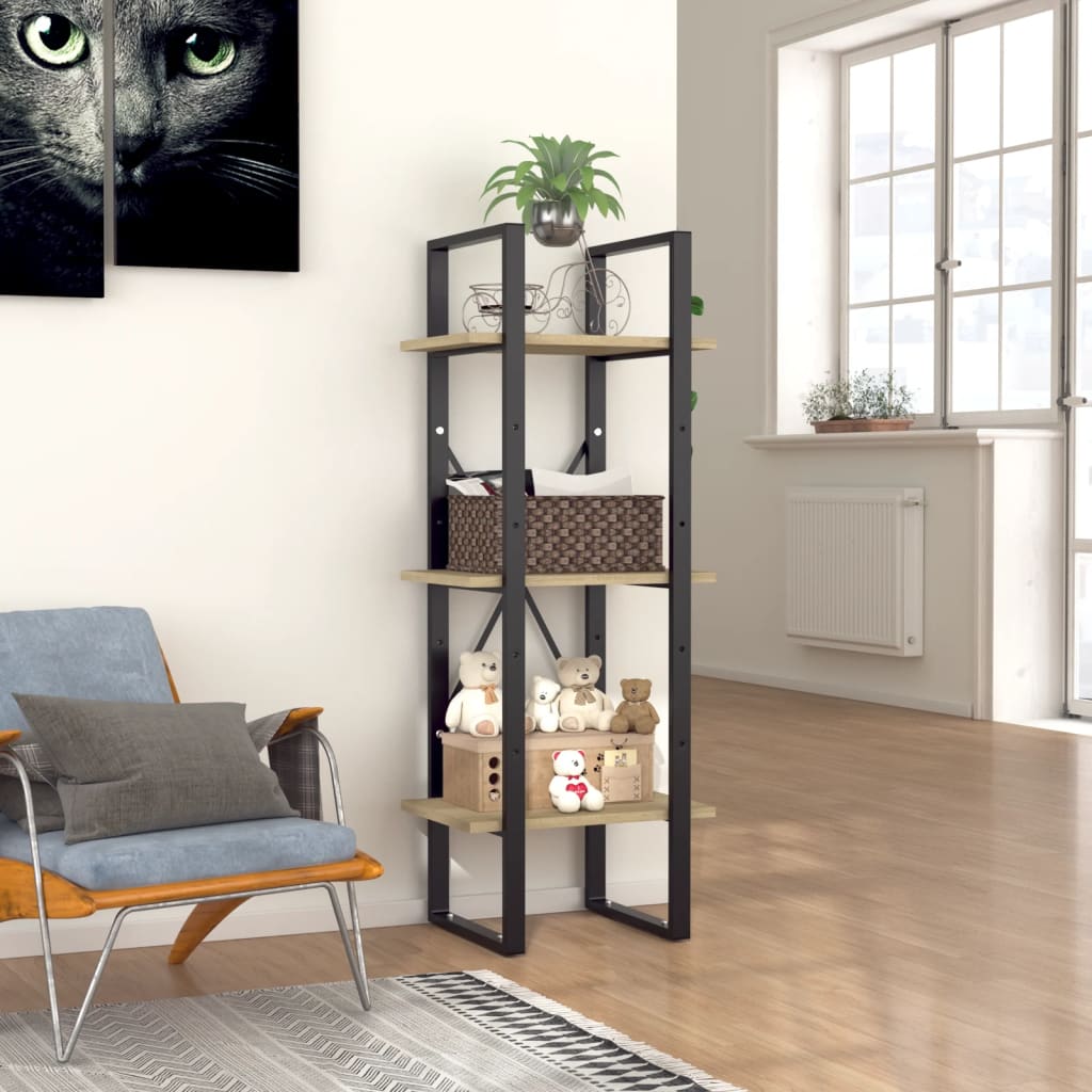 Βιβλιοθήκη με 3 Ράφια Sonoma Δρυς 40x30x105 εκ. από Επεξ. Ξύλο