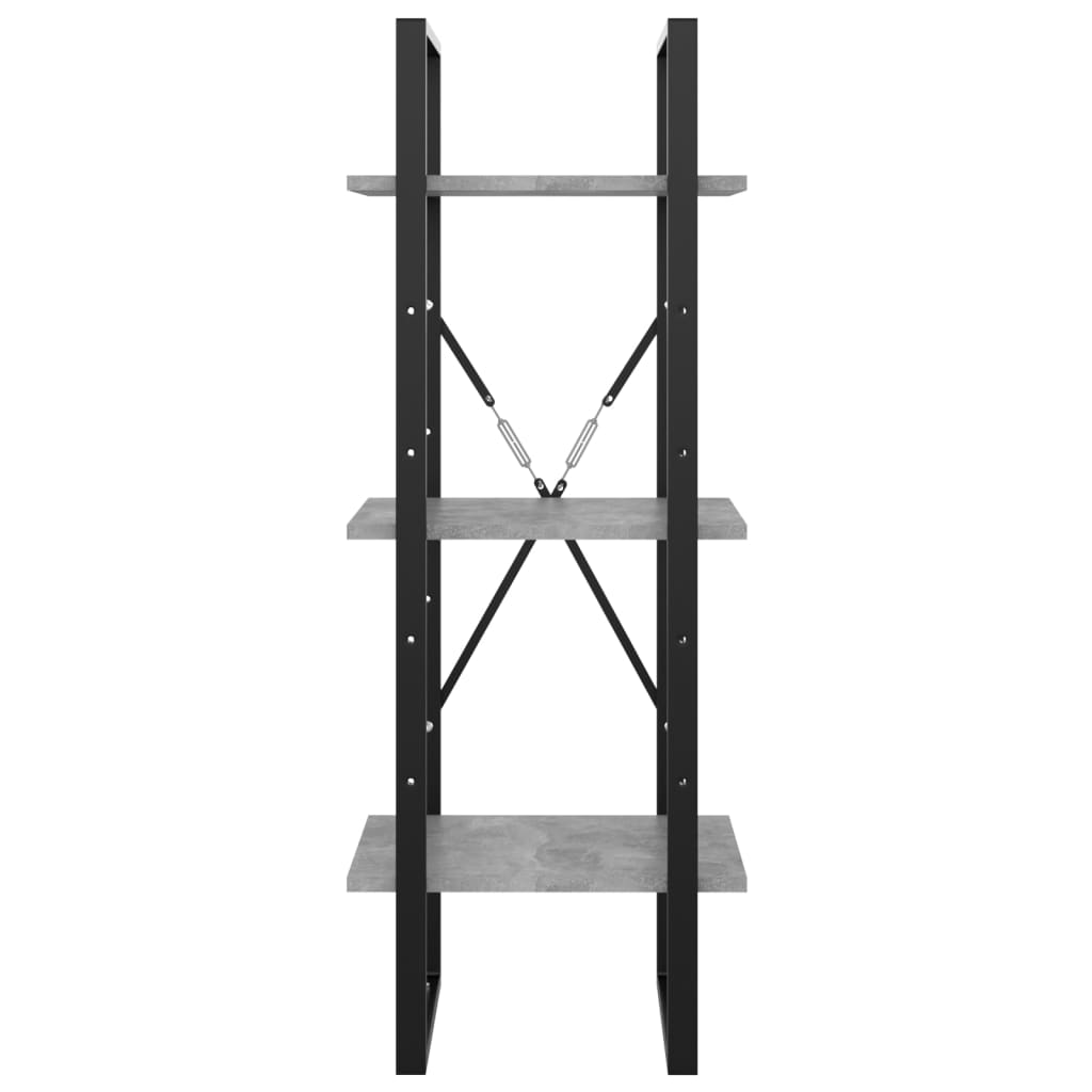 Βιβλιοθήκη με 3 Ράφια Γκρι Σκυροδέματος 40x30x105εκ Επεξ. Ξύλο