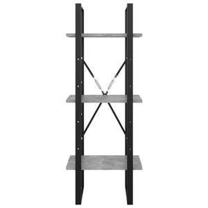 Βιβλιοθήκη με 3 Ράφια Γκρι Σκυροδέματος 40x30x105εκ Επεξ. Ξύλο