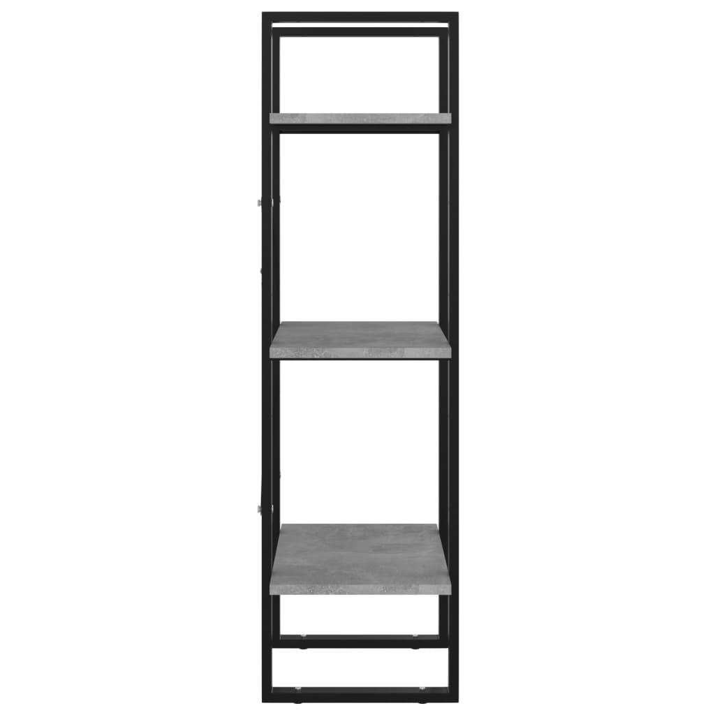 Βιβλιοθήκη με 3 Ράφια Γκρι Σκυροδέματος 40x30x105εκ Επεξ. Ξύλο