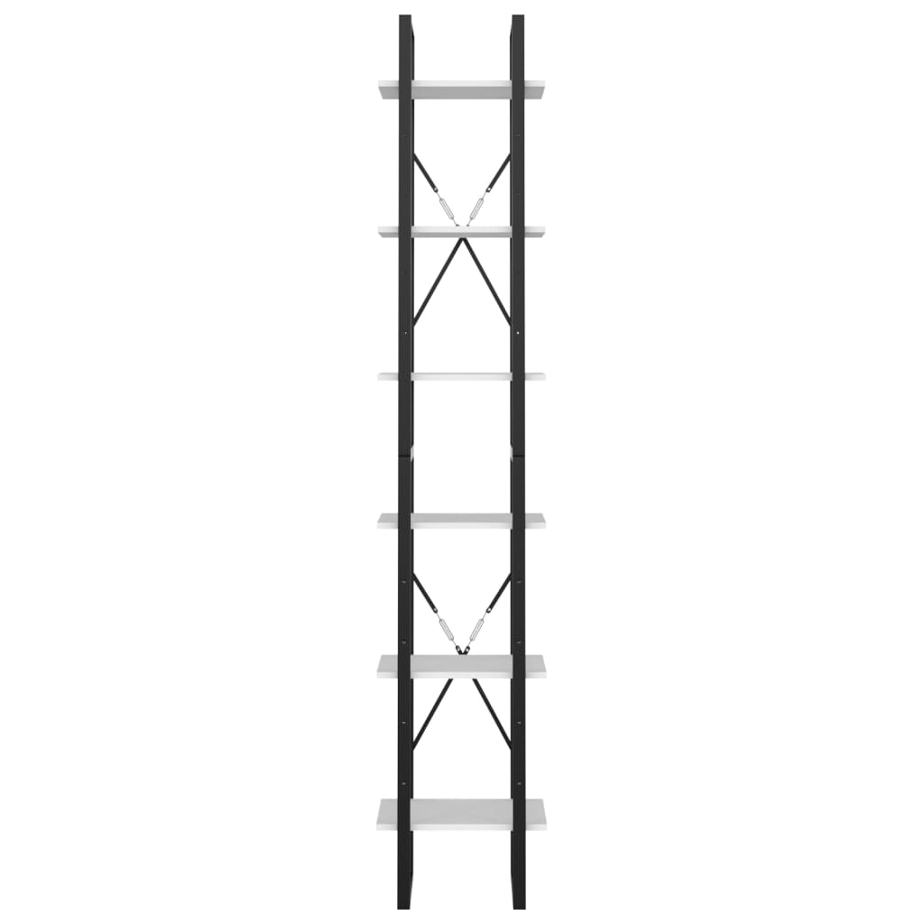 Βιβλιοθήκη με 6 Ράφια Λευκή 40 x 30 x 210 εκ. από Επεξ. Ξύλο
