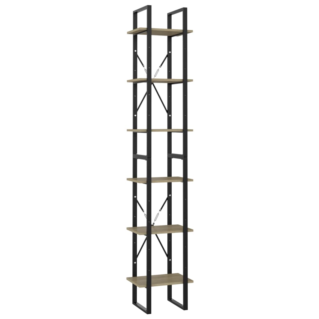 Βιβλιοθήκη με 6 Ράφια Sonoma Δρυς 40x30x210 εκ. από Μοριοσανίδα