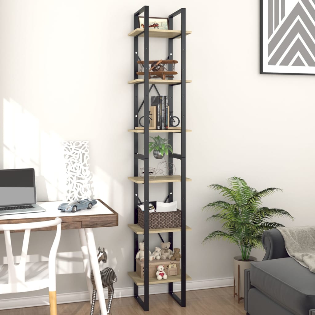 Βιβλιοθήκη με 6 Ράφια Sonoma Δρυς 40x30x210 εκ. από Μοριοσανίδα