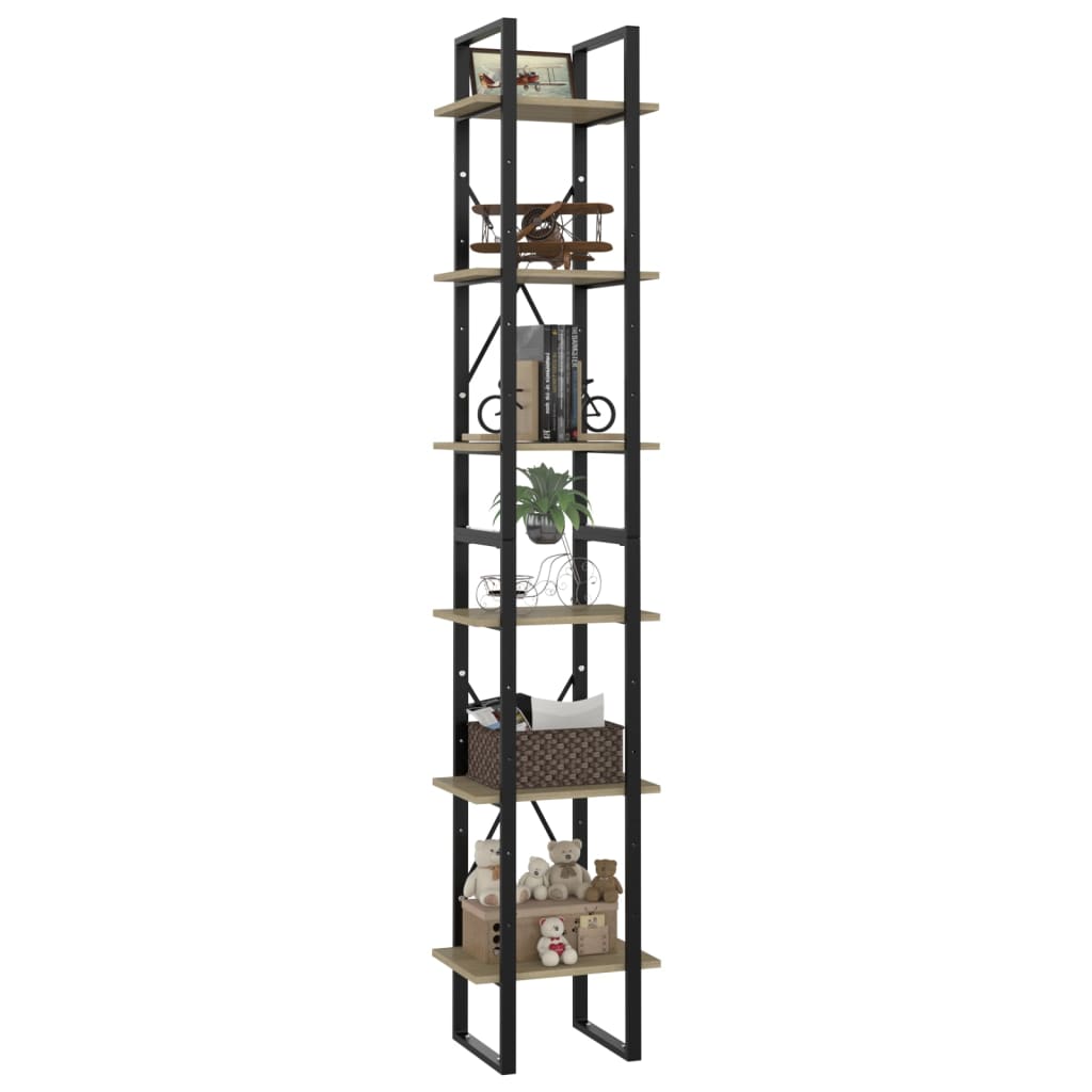 Βιβλιοθήκη με 6 Ράφια Sonoma Δρυς 40x30x210 εκ. από Μοριοσανίδα