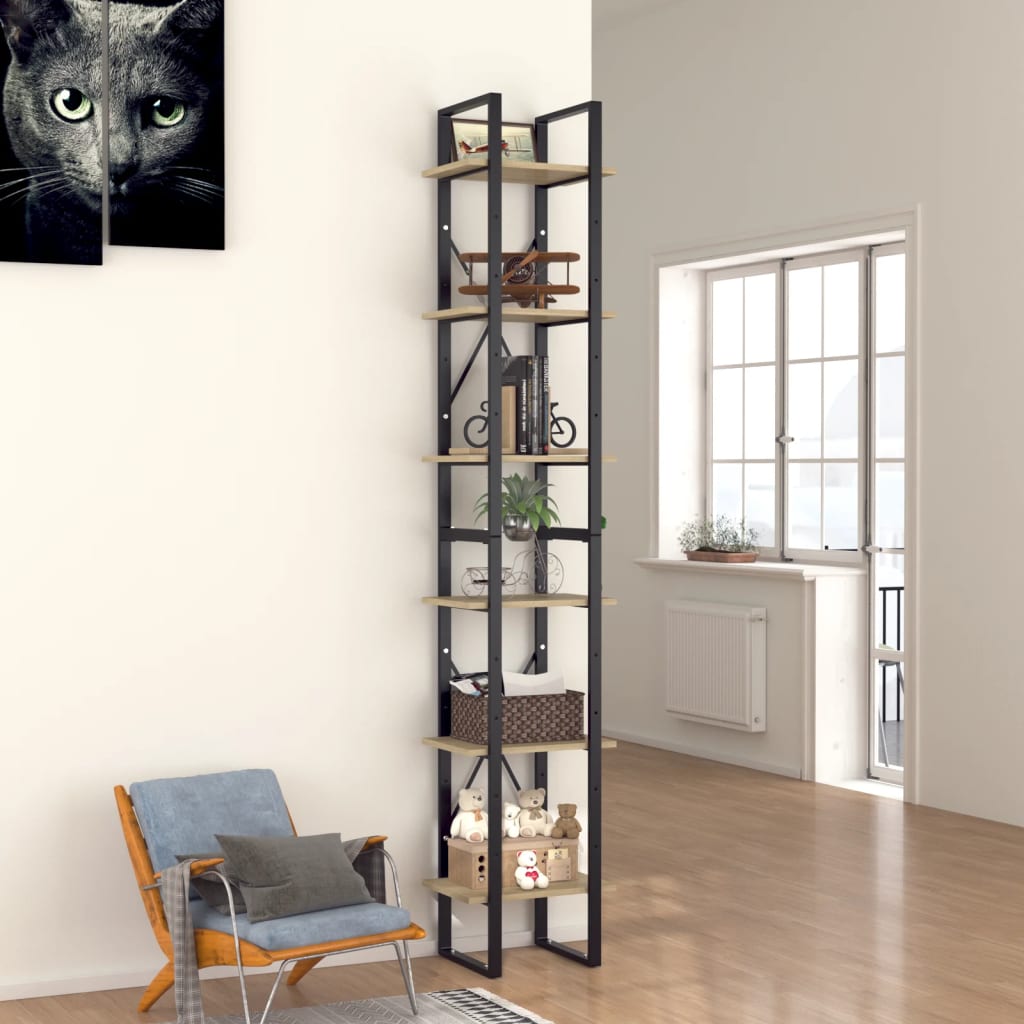 Βιβλιοθήκη με 6 Ράφια Sonoma Δρυς 40x30x210 εκ. από Μοριοσανίδα