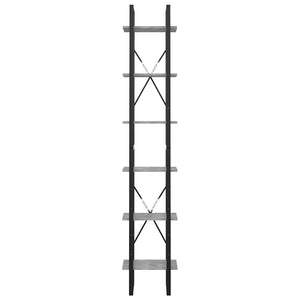 Βιβλιοθήκη με 6 Ράφια Γκρι Σκυροδέματος 40x30x210εκ Επεξ. Ξύλο - Pakobazaar