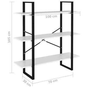 Βιβλιοθήκη με 4 Ράφια Λευκή 100 x 30 x 105 εκ. από Επεξ. Ξύλο