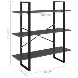 Βιβλιοθήκη Γκρι 100 x 30 x 105 εκ. από Επεξ. Ξύλο