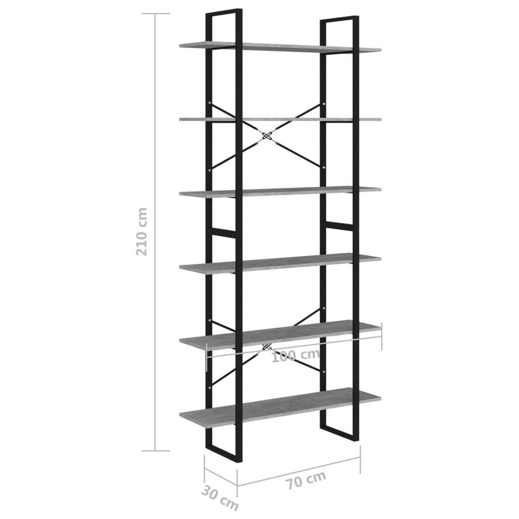 Ραφιέρα Γκρι Σκυροδέματος 100 x 30 x 210 εκ. από Μοριοσανίδα - Pakobazaar