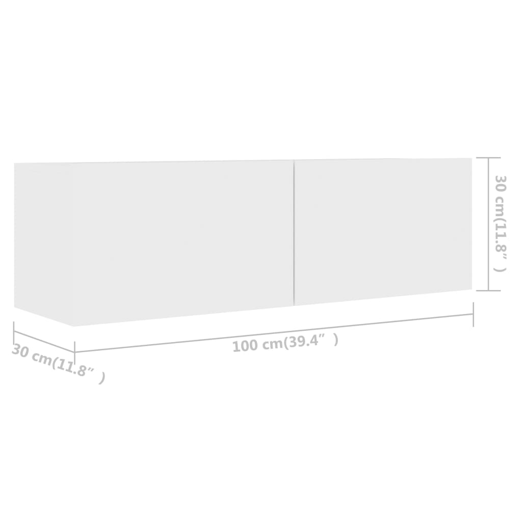 Έπιπλα Τηλεόρασης 4 τεμ. Λευκά 100 x 30 x 30 εκ. Επεξ. Ξύλο - Pakobazaar