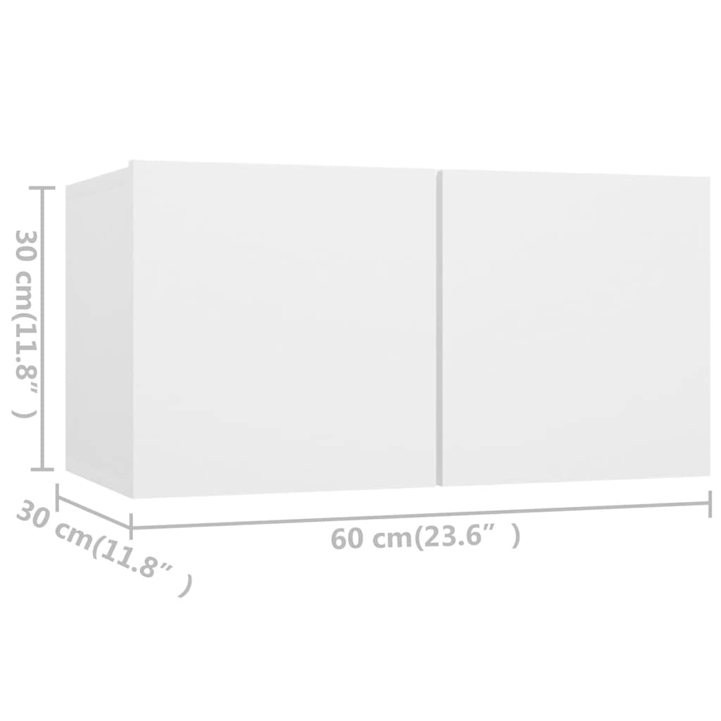 Έπιπλα Τηλεόρασης Σετ 4 Τεμαχίων Λευκό από Επεξ. Ξύλο - PAKOBAZAAR