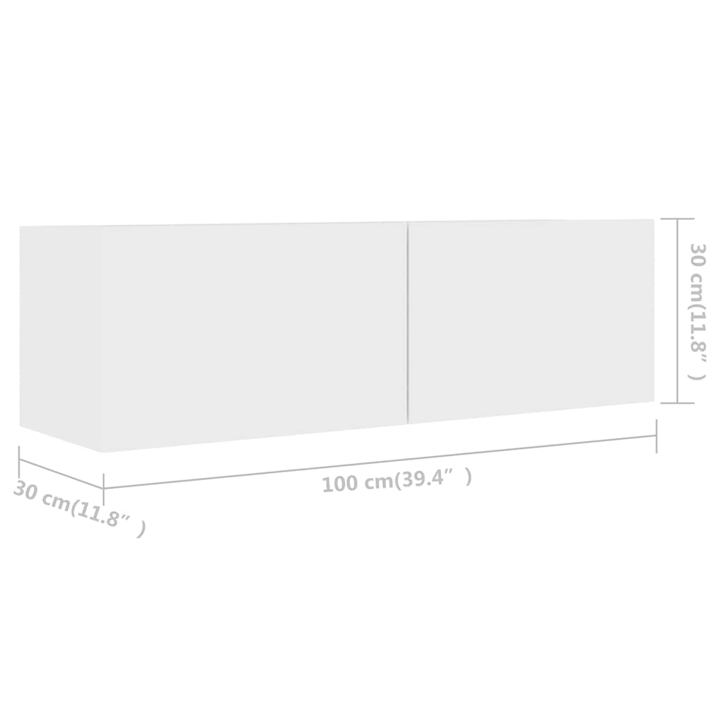 Έπιπλα Τηλεόρασης Σετ 4 Τεμαχίων Λευκό από Επεξ. Ξύλο - PAKOBAZAAR