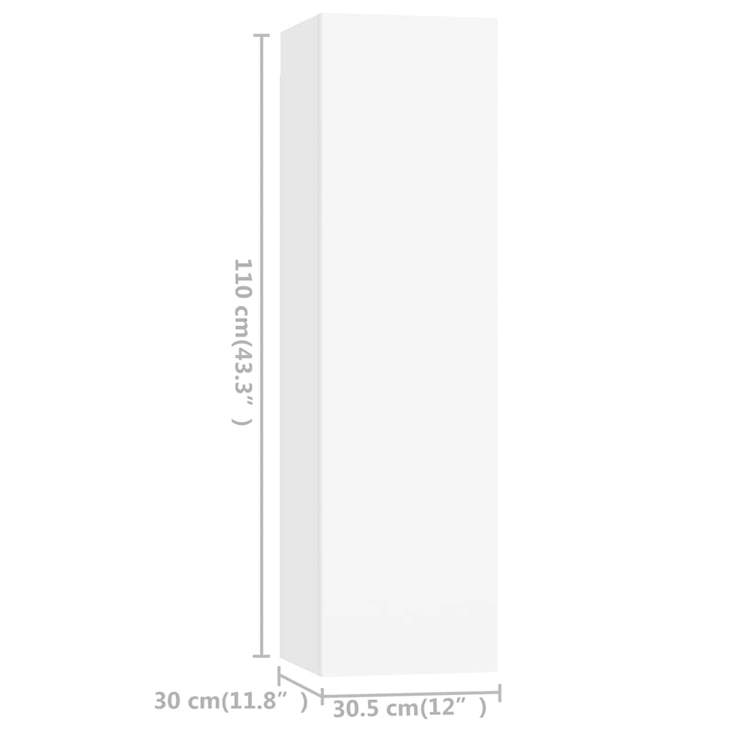 Έπιπλα Τηλεόρασης Σετ 4 Τεμαχίων Λευκό από Επεξ. Ξύλο - PAKOBAZAAR