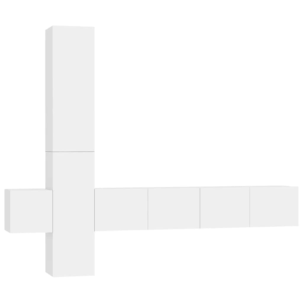 Έπιπλα Τηλεόρασης Σετ 5 Τεμαχίων Λευκό από Επεξ. Ξύλο - PAKOBAZAAR