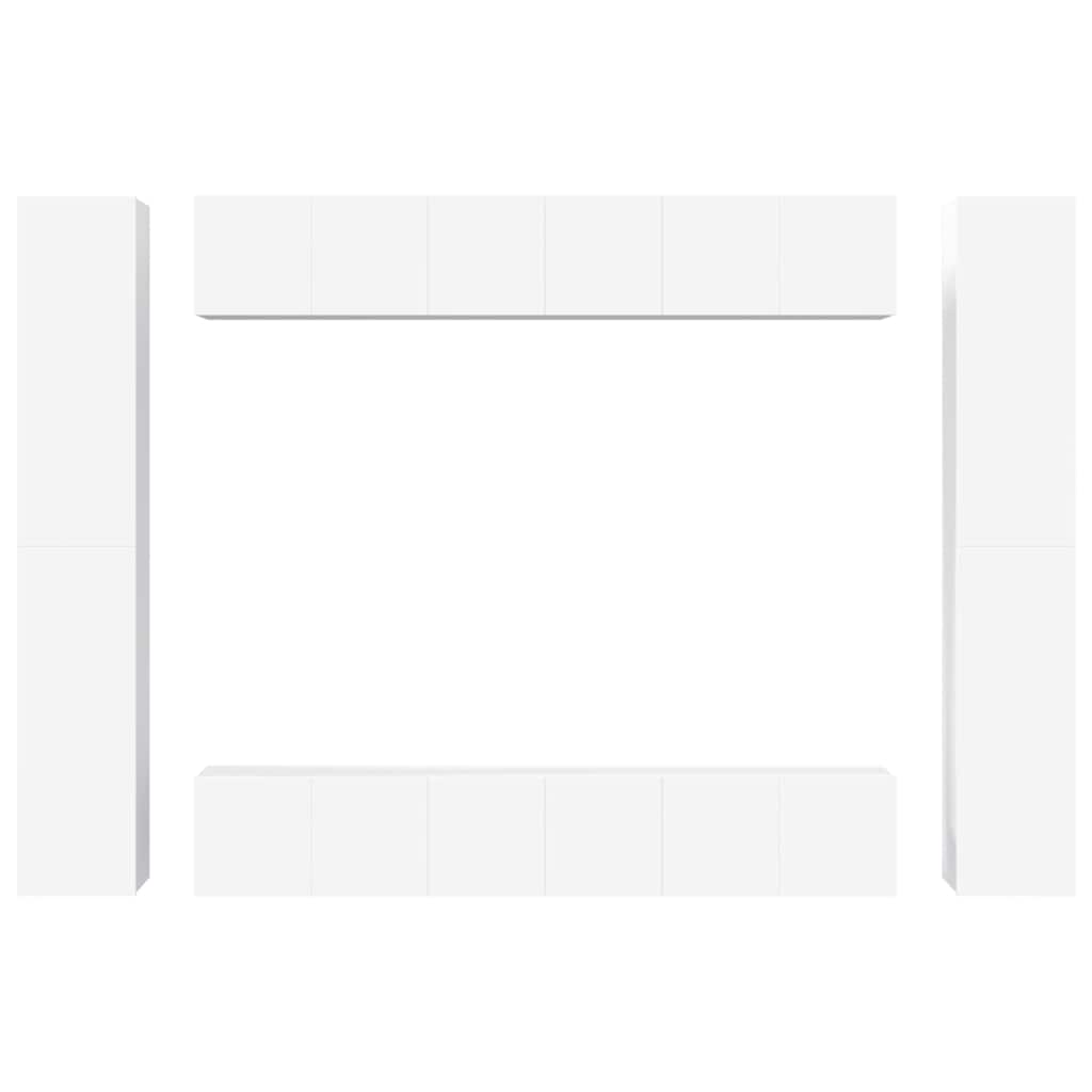 Έπιπλα Τηλεόρασης Σετ 10 Τεμαχίων Λευκό από Επεξ. Ξύλο - Pakobazaar