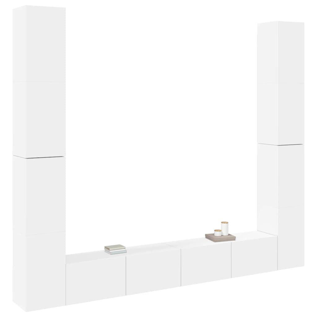 Έπιπλα Τηλεόρασης Σετ 6 Τεμαχίων Λευκό από Επεξ. Ξύλο - PAKOBAZAAR