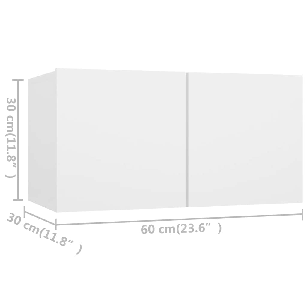 Έπιπλα Τηλεόρασης Σετ 4 Τεμαχίων Λευκό από Επεξ. Ξύλο - PAKOBAZAAR