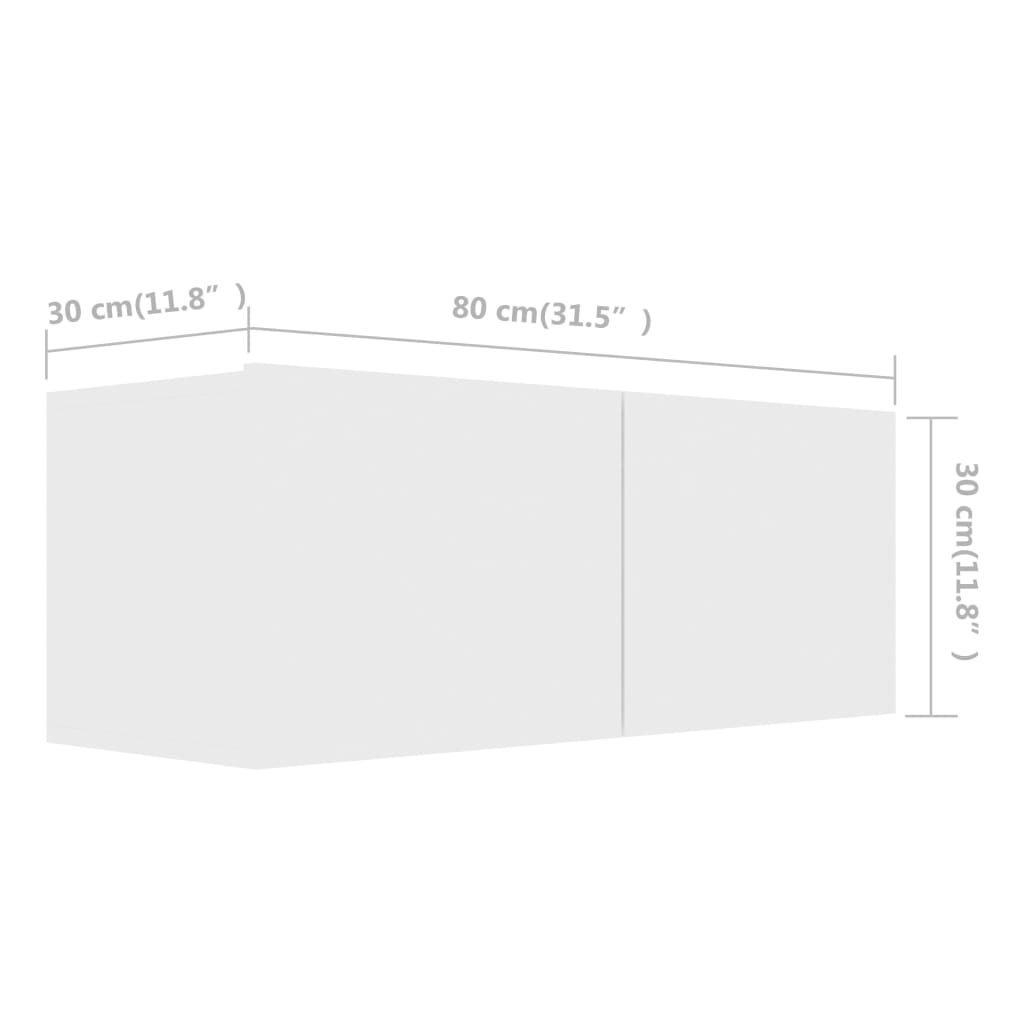 Έπιπλα Τηλεόρασης Σετ 2 Τεμαχίων Λευκό από Επεξ. Ξύλο - PAKOBAZAAR