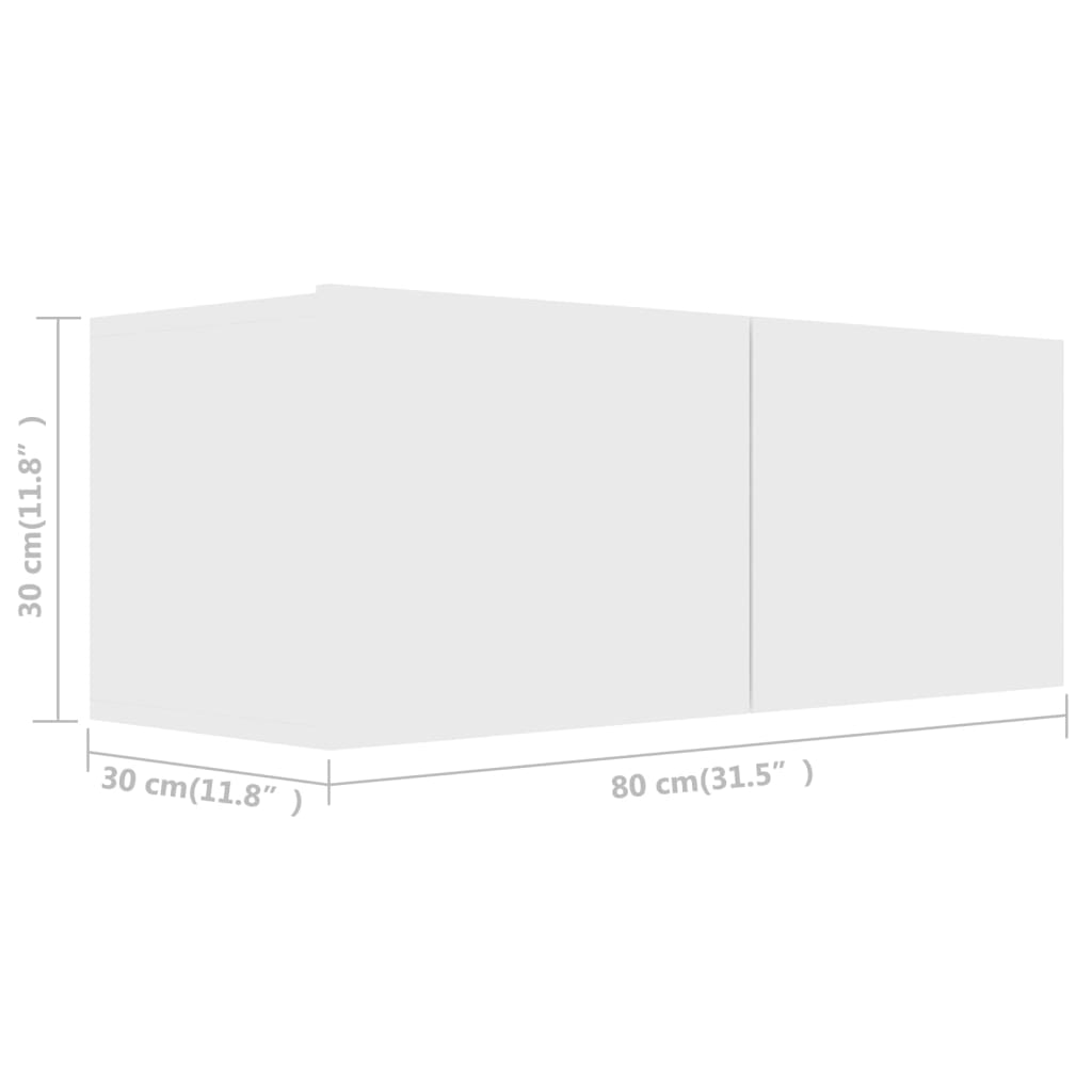 Έπιπλο Τηλεόρασης 2 Τεμαχίων Λευκό από Επεξ. Ξύλο - PAKOBAZAAR