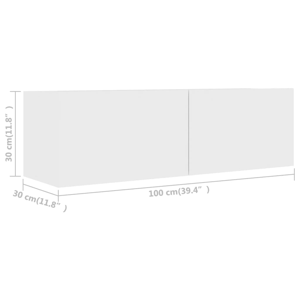 Έπιπλο Τηλεόρασης 2 Τεμαχίων Λευκό από Επεξ. Ξύλο - PAKOBAZAAR