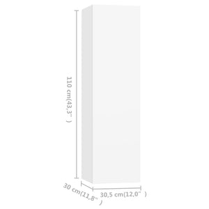 Έπιπλα Τηλεόρασης 4 τεμ. Λευκά 30,5 x 30 x 110 εκ. Επεξ. Ξύλο - PAKOBAZAAR