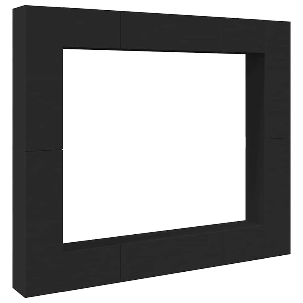 Έπιπλα Τηλεόρασης Σετ 8 Τεμαχίων Μαύρο από Μοριοσανίδα - PAKOBAZAAR