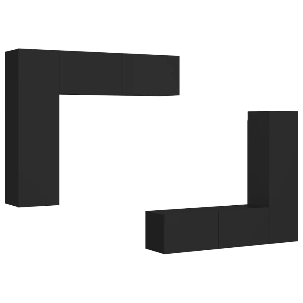 Έπιπλα Τηλεόρασης Σετ 4 Τεμαχίων Μαύρο από Μοριοσανίδα - PAKOBAZAAR