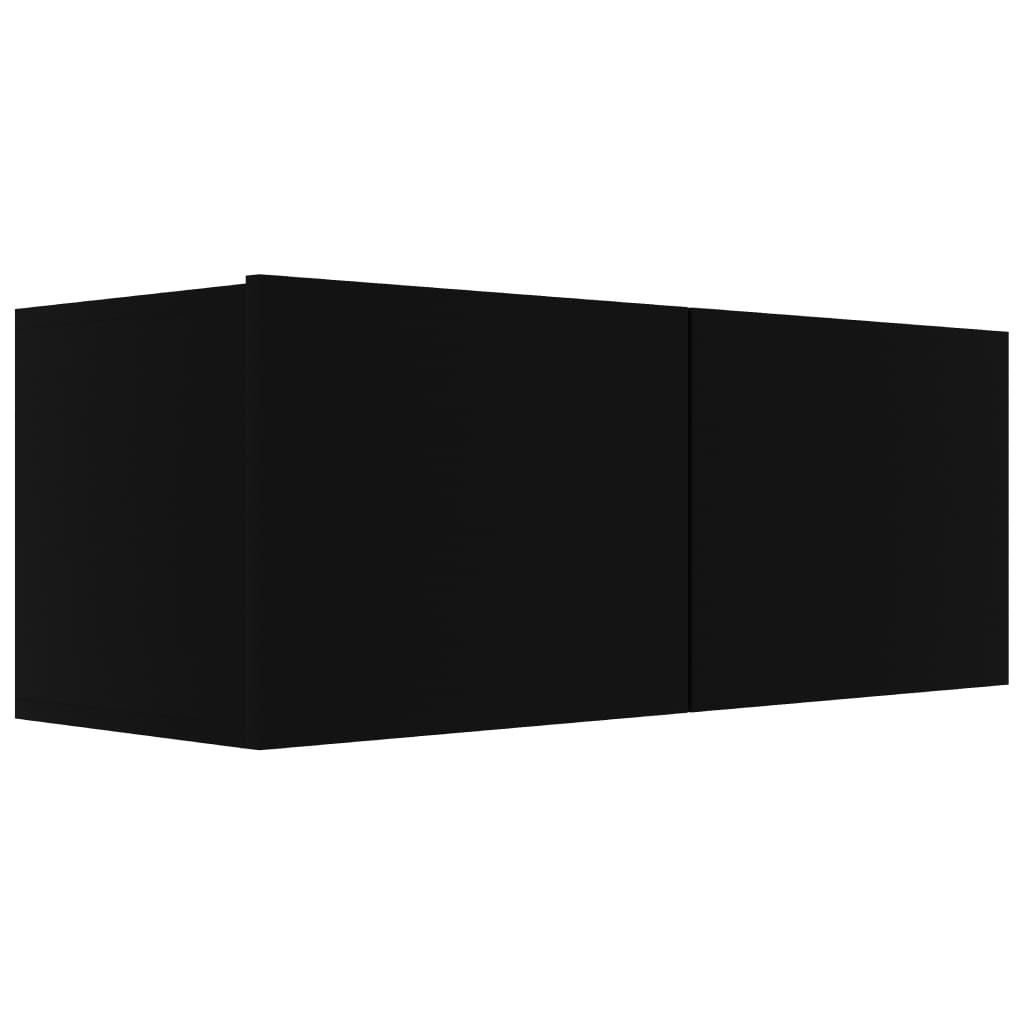 Έπιπλα Τηλεόρασης 3 τεμ. Μαύρα από Επεξ. Ξύλο