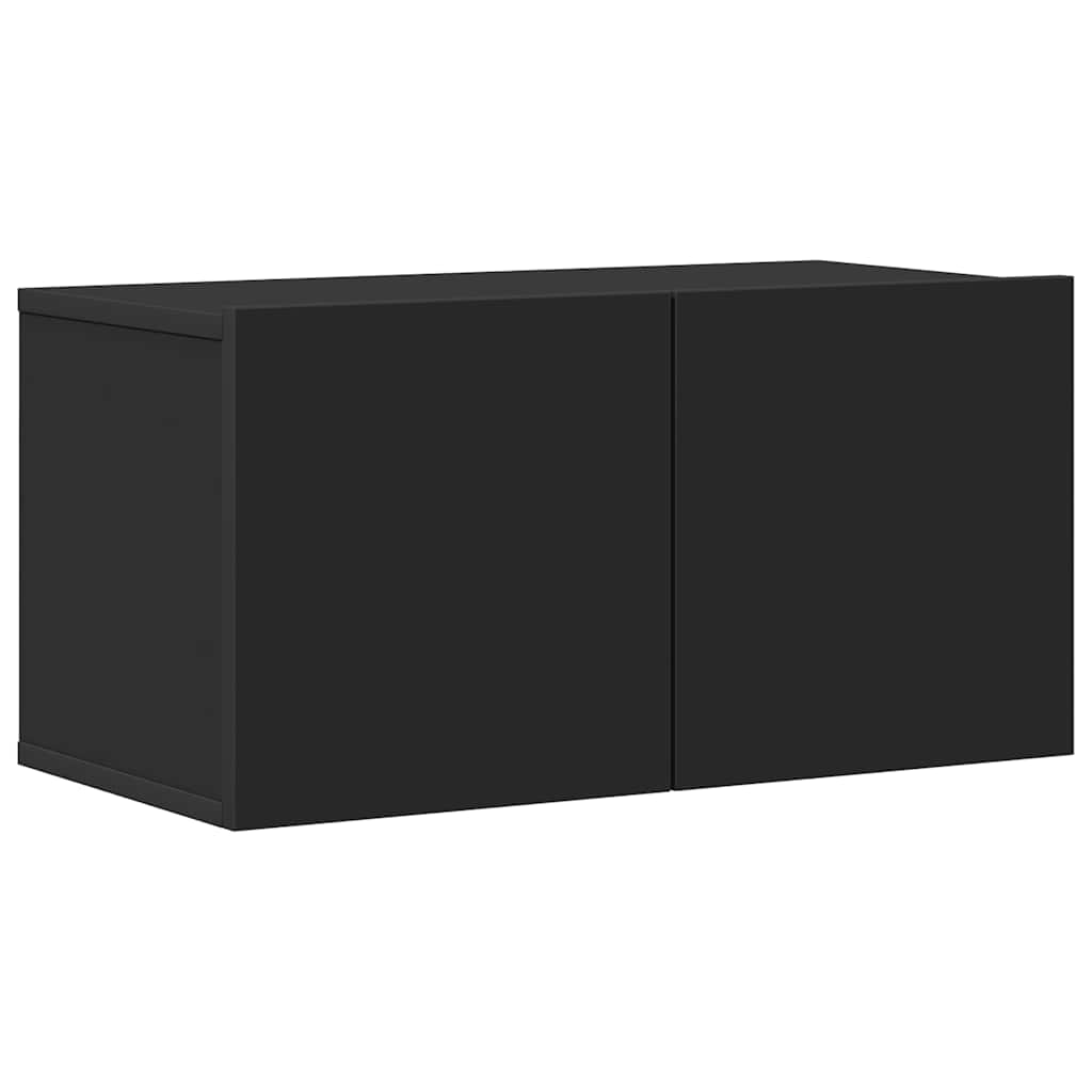 Έπιπλα Τηλεόρασης Σετ 8 Τεμαχίων Μαύρο από Επεξ. Ξύλο - Pakobazaar