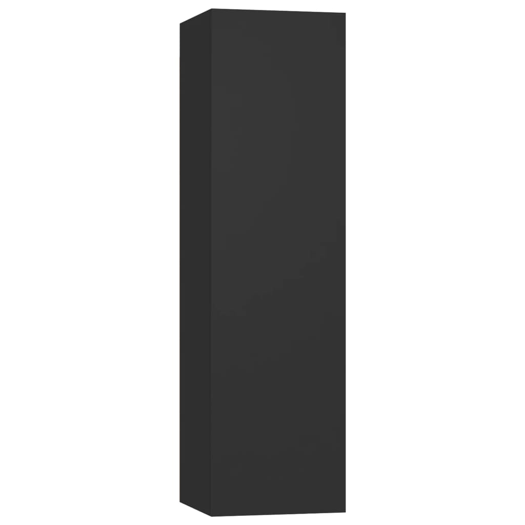 Έπιπλα Τηλεόρασης Σετ 4 Τεμαχίων Μαύρο από Επεξ. Ξύλο - PAKOBAZAAR