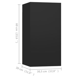 Έπιπλα Τηλεόρασης 4 τεμ. Μαύρα 30,5 x 30 x 60 εκ. Επεξ. Ξύλο - PAKOBAZAAR