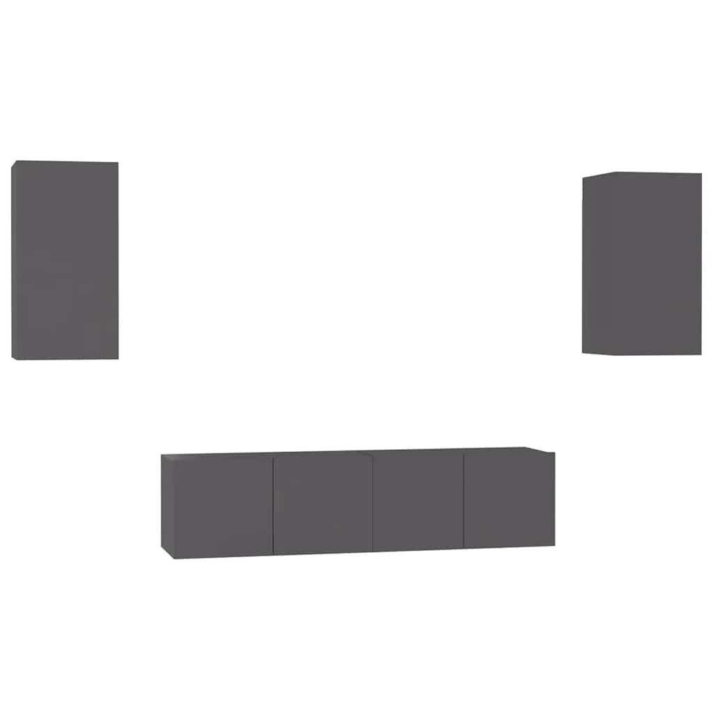 Έπιπλα Τηλεόρασης Σετ 4 Τεμαχίων Γκρι από Μοριοσανίδα