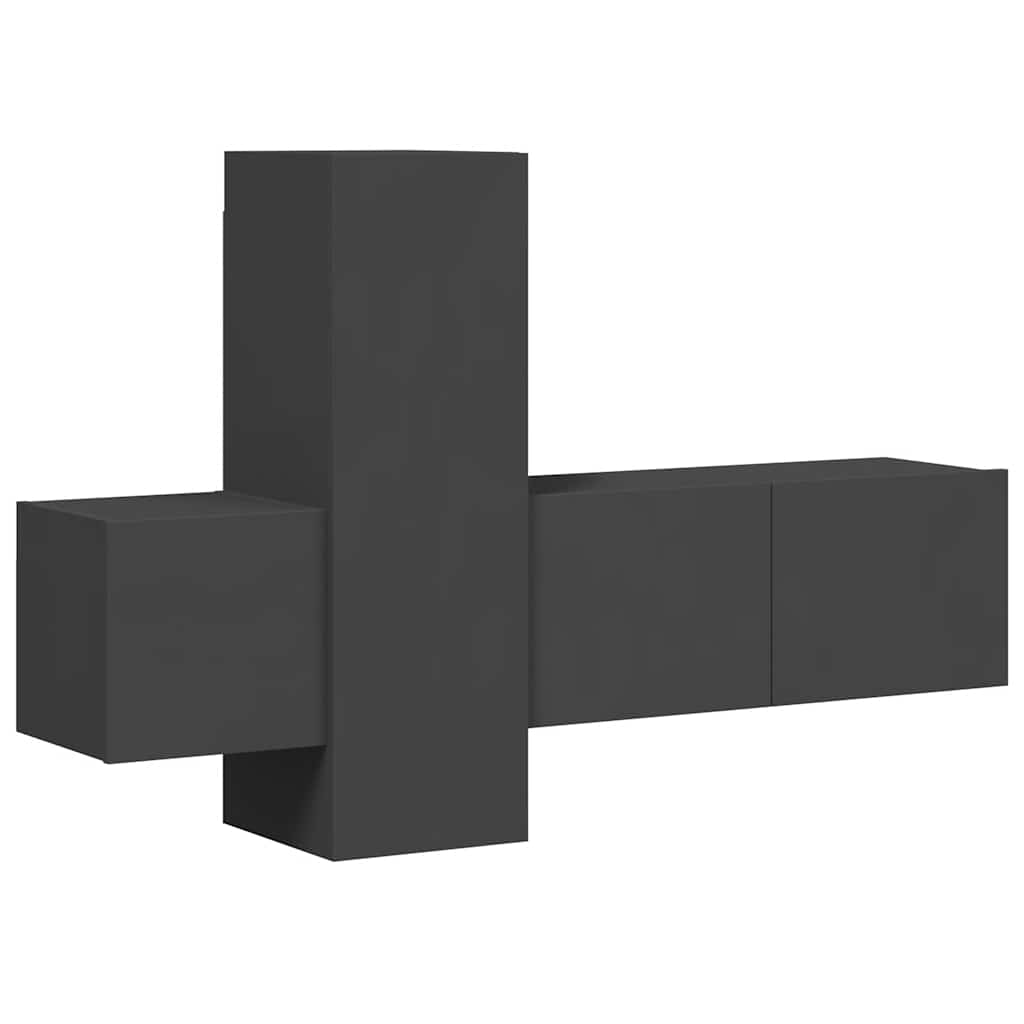 Έπιπλα Τηλεόρασης Σετ 3 Τεμαχίων Γκρι από Μοριοσανίδα