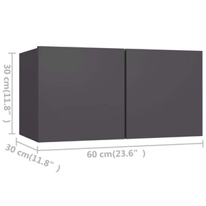Έπιπλα Τηλεόρασης Σετ 3 Τεμαχίων Γκρι από Μοριοσανίδα