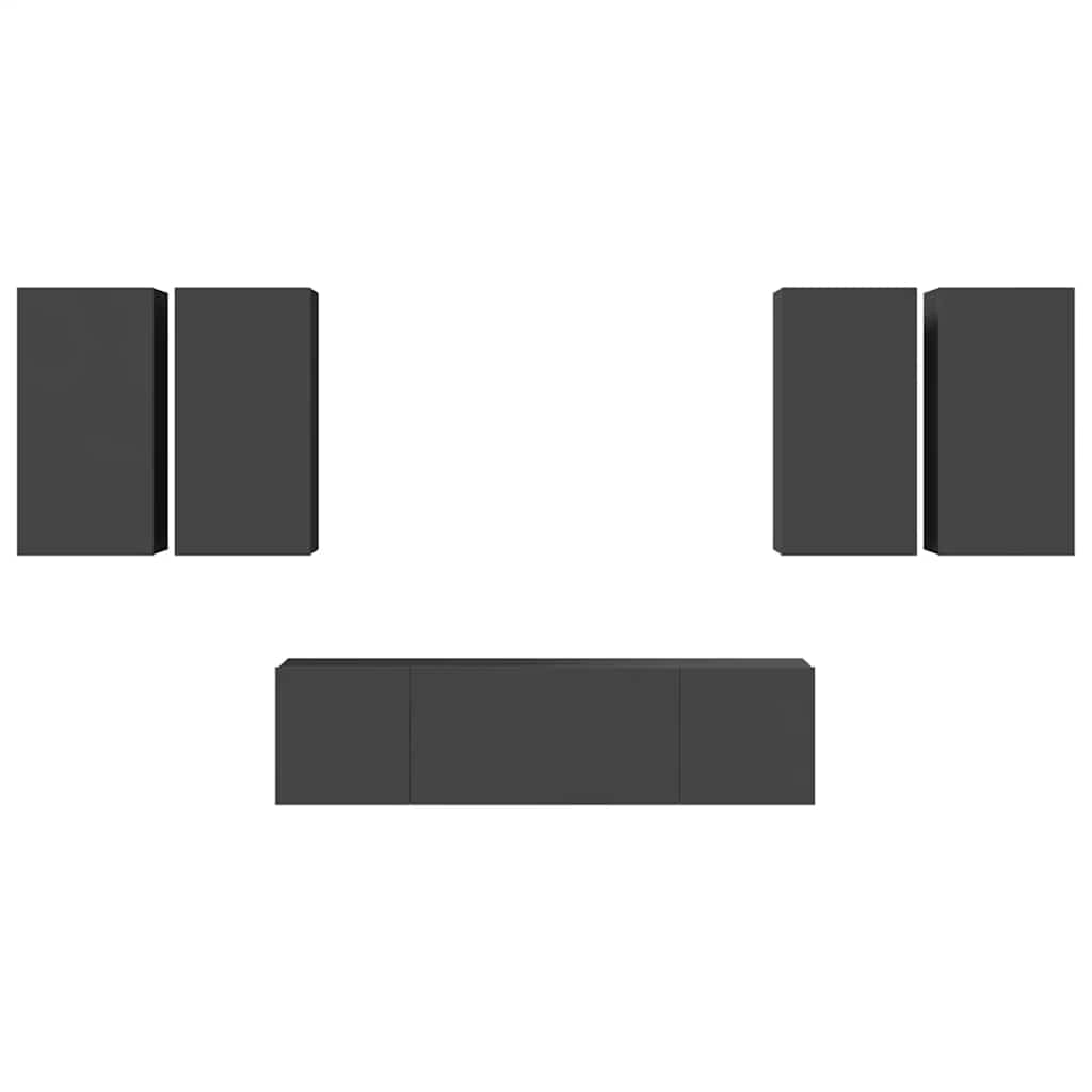 Έπιπλα Τηλεόρασης Σετ 6 Τεμαχίων Γκρι από Μοριοσανίδα