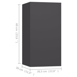 Έπιπλα Τηλεόρασης 4 τεμ. Γκρι 30,5 x 30 x 60 εκ. Επεξ. Ξύλο - PAKOBAZAAR